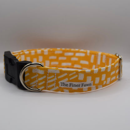 Yellow Geometric Buckle Dog Collar
