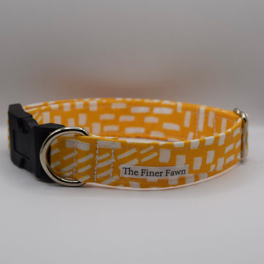 Yellow Geometric Buckle Dog Collar