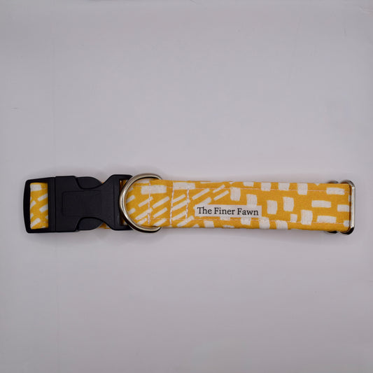 Yellow Geometric Buckle Dog Collar